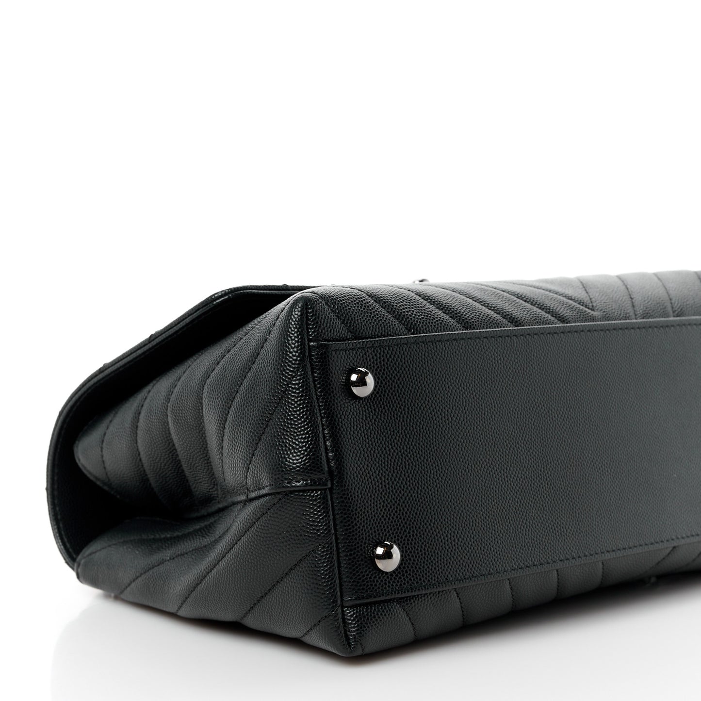 Caviar Chevron Quilted Small Coco Handle Flap Black