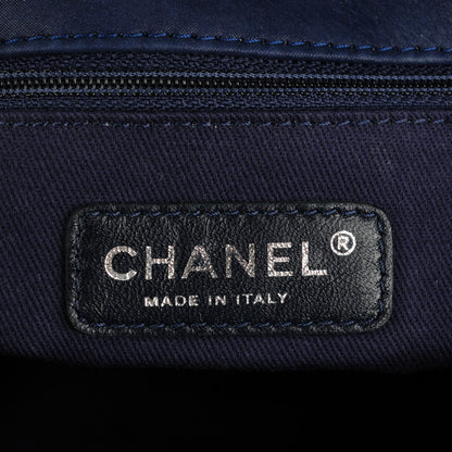 Chanel Iridescent Calfskin Quilted Large New Bubble Flap Dark Blue 7 of 9
