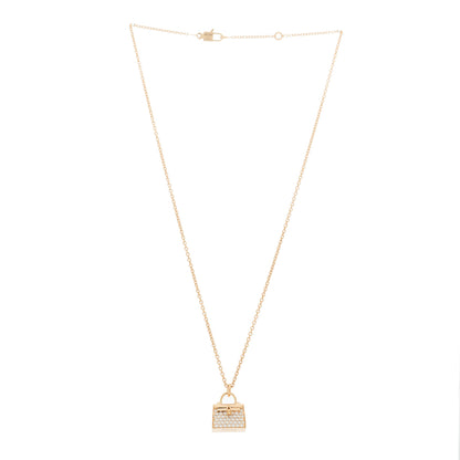 Hermes 18K Rose Gold Diamond Kelly Amulettes Pendant Necklace 3 of 5