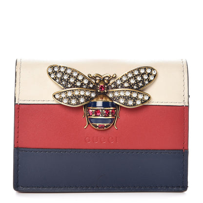 Gucci Calfskin Queen Margaret Card Case Wallet Blue Agata Hibiscus Red Mystic White 1 of 11