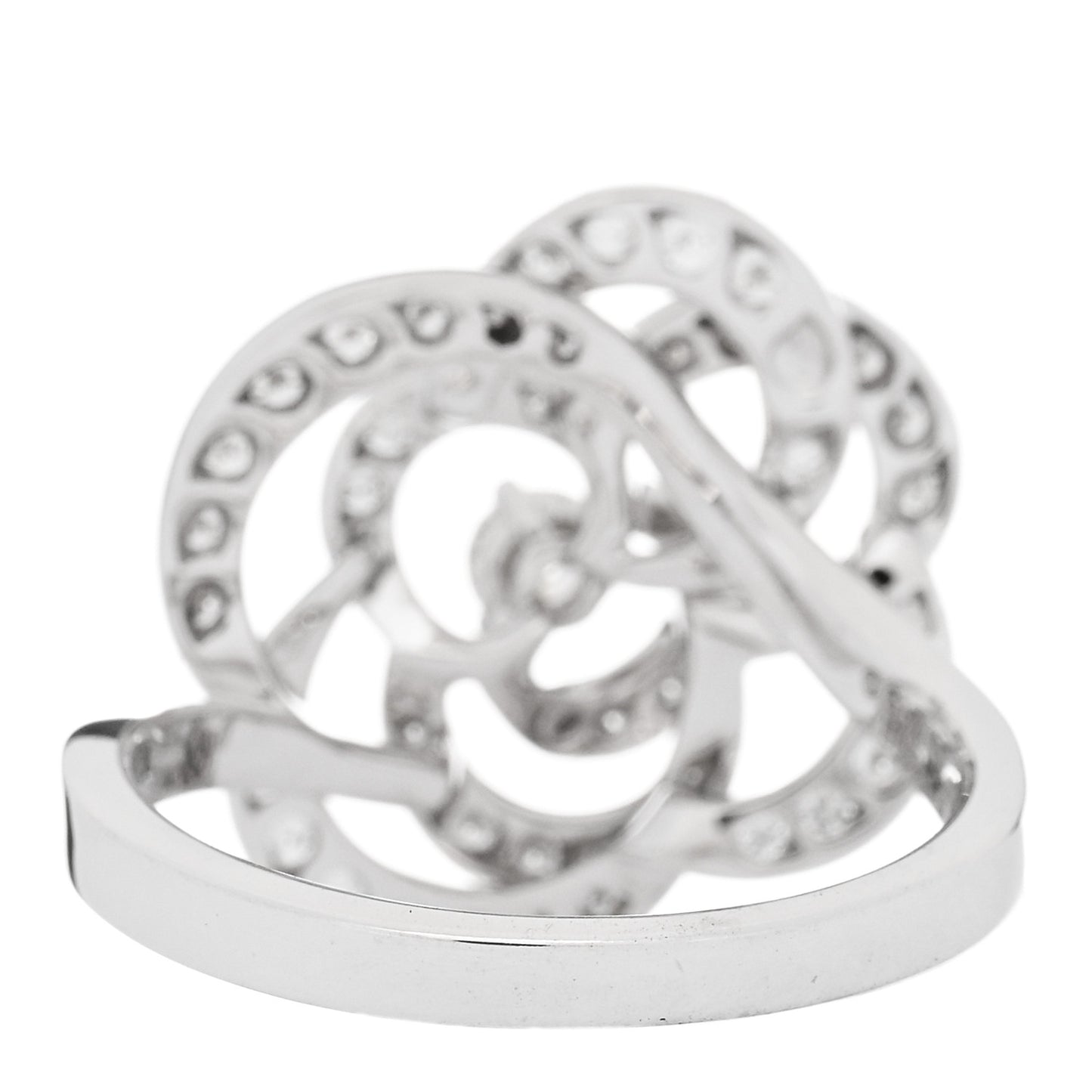 18K White Gold Diamond Medium Fil de Camelia Ring 55 7.25
