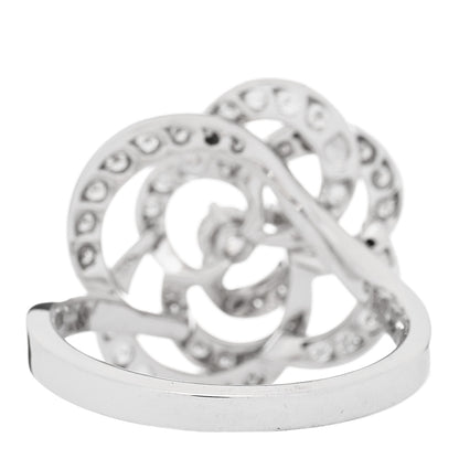 Chanel 18K White Gold Diamond Medium Fil de Camelia Ring 55 7.25 4 of 7