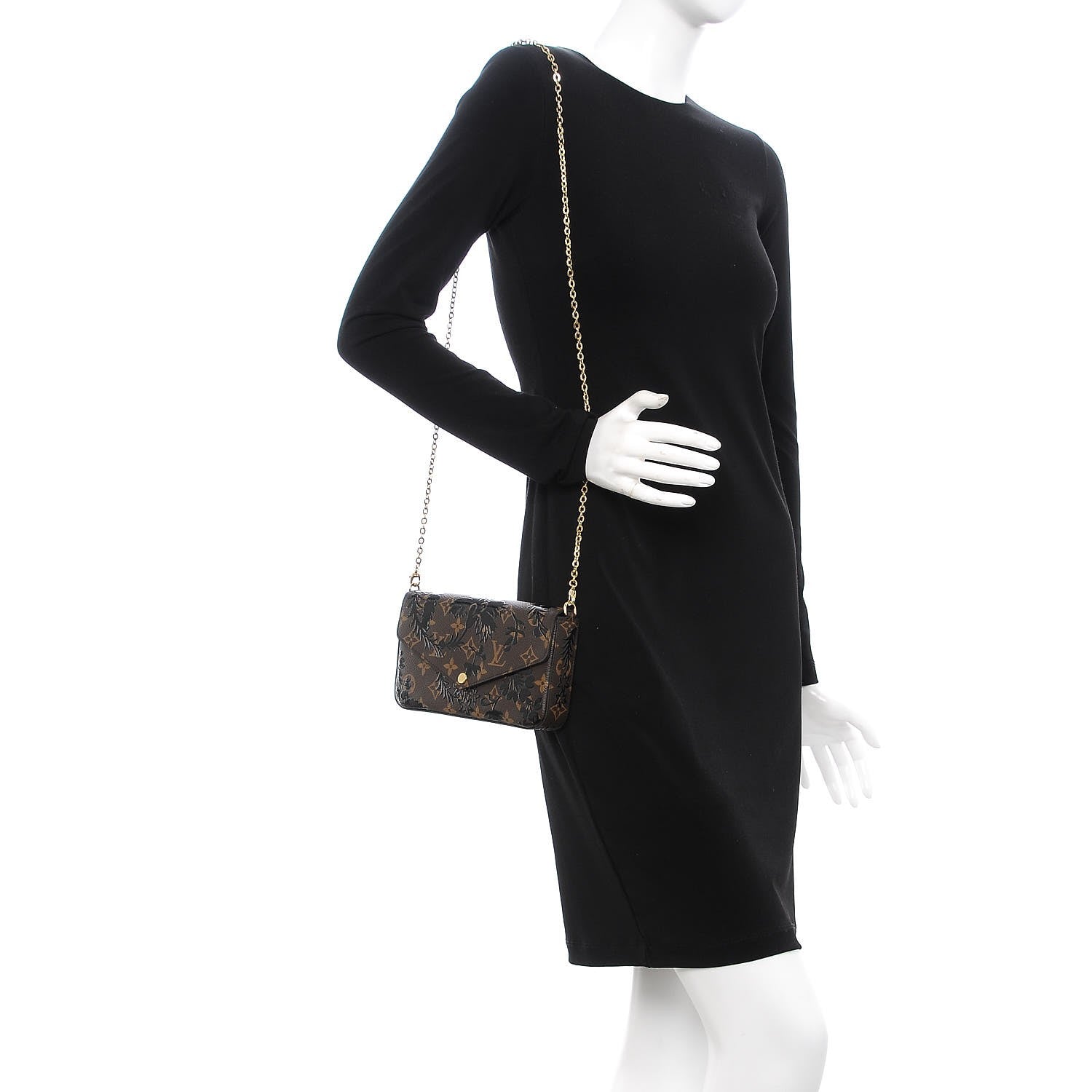 Louis Vuitton Monogram Blossom Pochette Felicie Chain Wallet Black 2 of 14