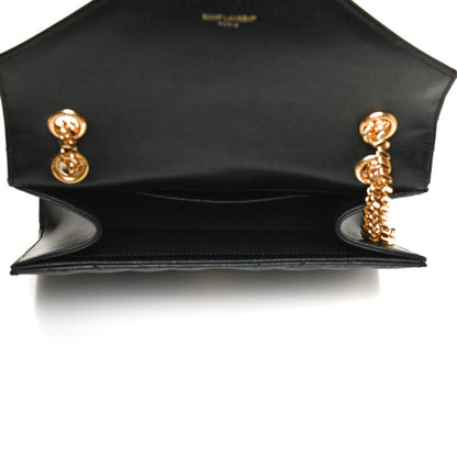 Saint Laurent Grain De Poudre Matelasse Chevron Medium Monogram Satchel Black 4 of 11