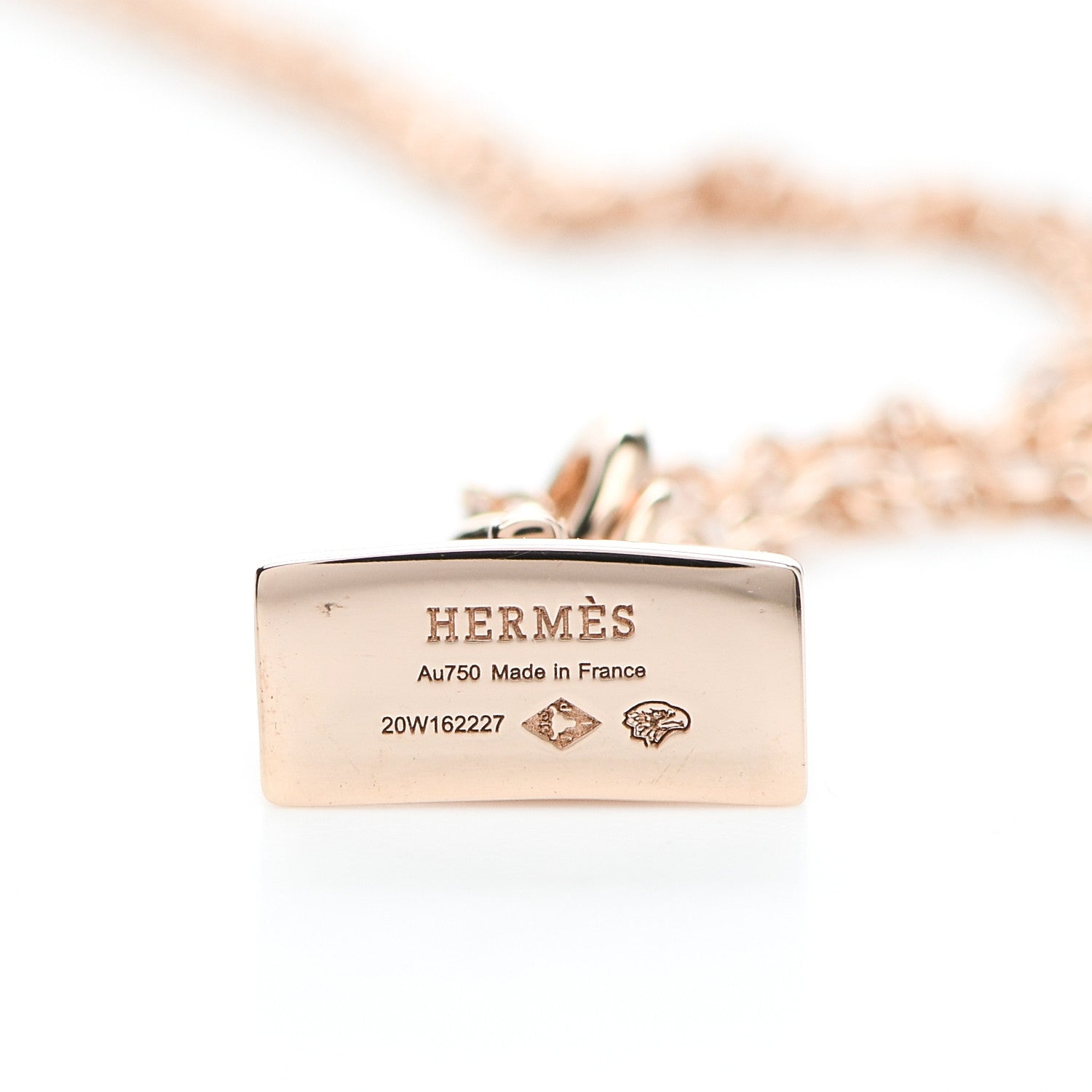 Hermes 18K Rose Gold Diamond Birkin Pendant Necklace 4 of 5