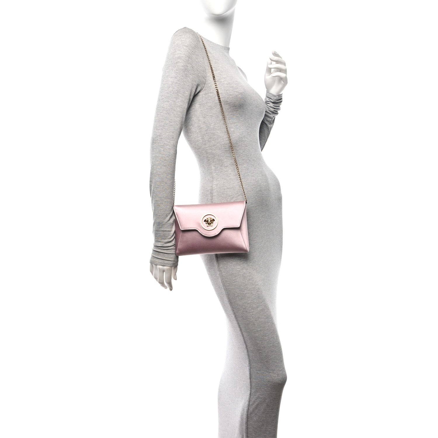 Versace Satin La Medusa Envelope Clutch Dusty Rose 2 of 10