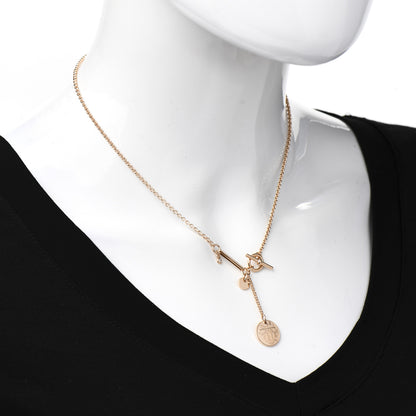 Hermes 18K Rose Gold Diamond PM Ex-Libris Pendant Necklace 2 of 5
