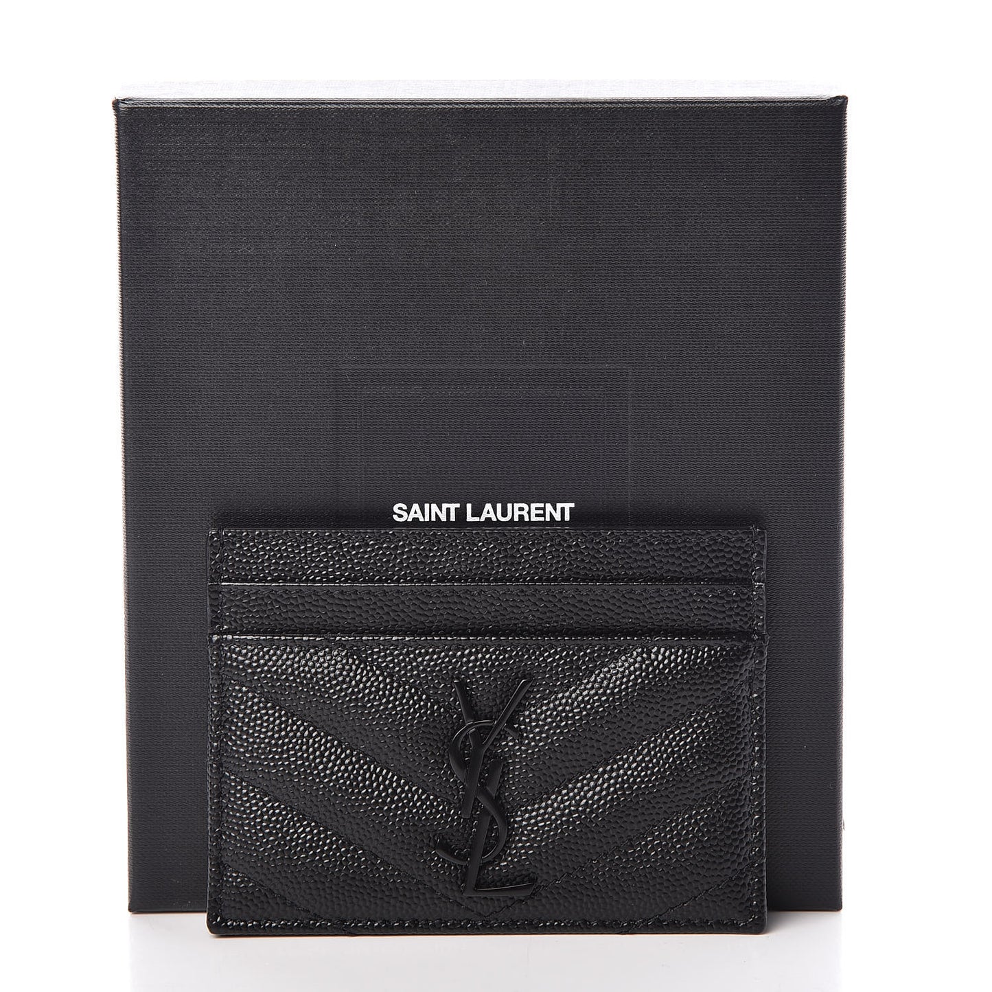 Grain De Poudre Matelasse Chevron Monogram Credit Card Case Black