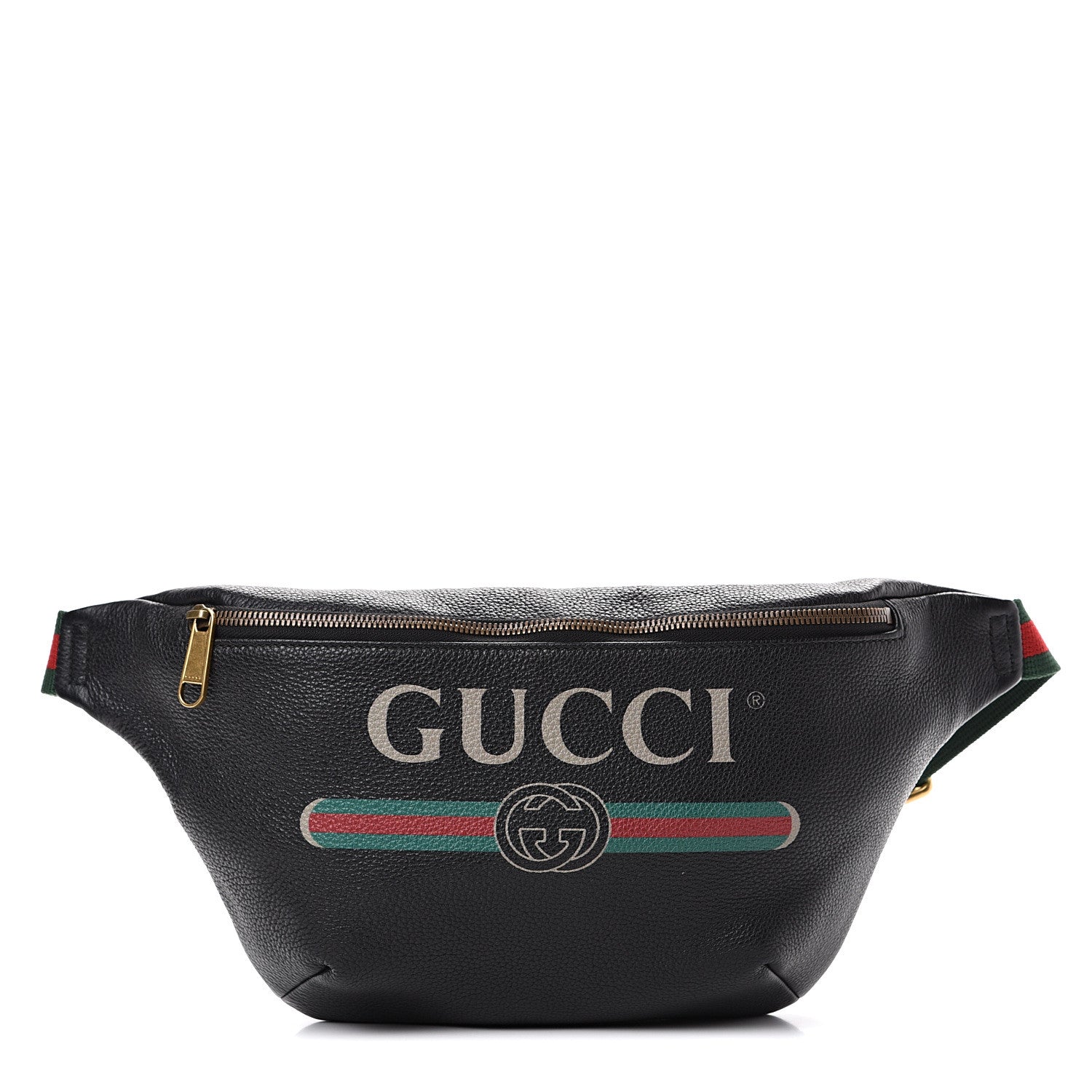 Gucci Grained Calfskin Logo Belt Bag Black 1 of 10