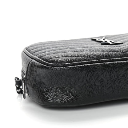 Saint Laurent Grain De Poudre Matelasse Monogram Mini Lou Camera Bag Black 8 of 9