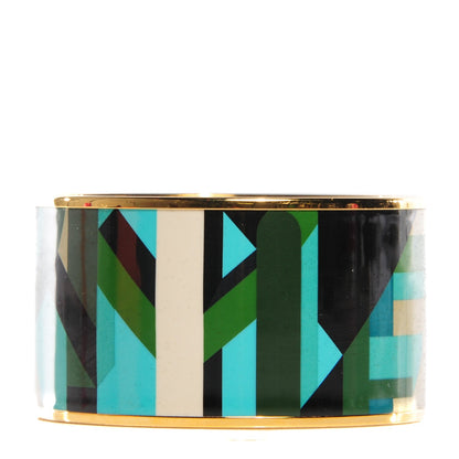 Hermes Enamel Printed Extra Wide Perspective Cavaliere Bracelet 62 Foret 1 of 6