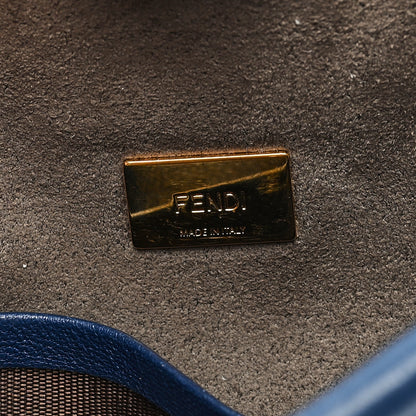 Fendi Shearling Shiny Nappa Micro Peekaboo Iconic Satchel Blue 7 of 10