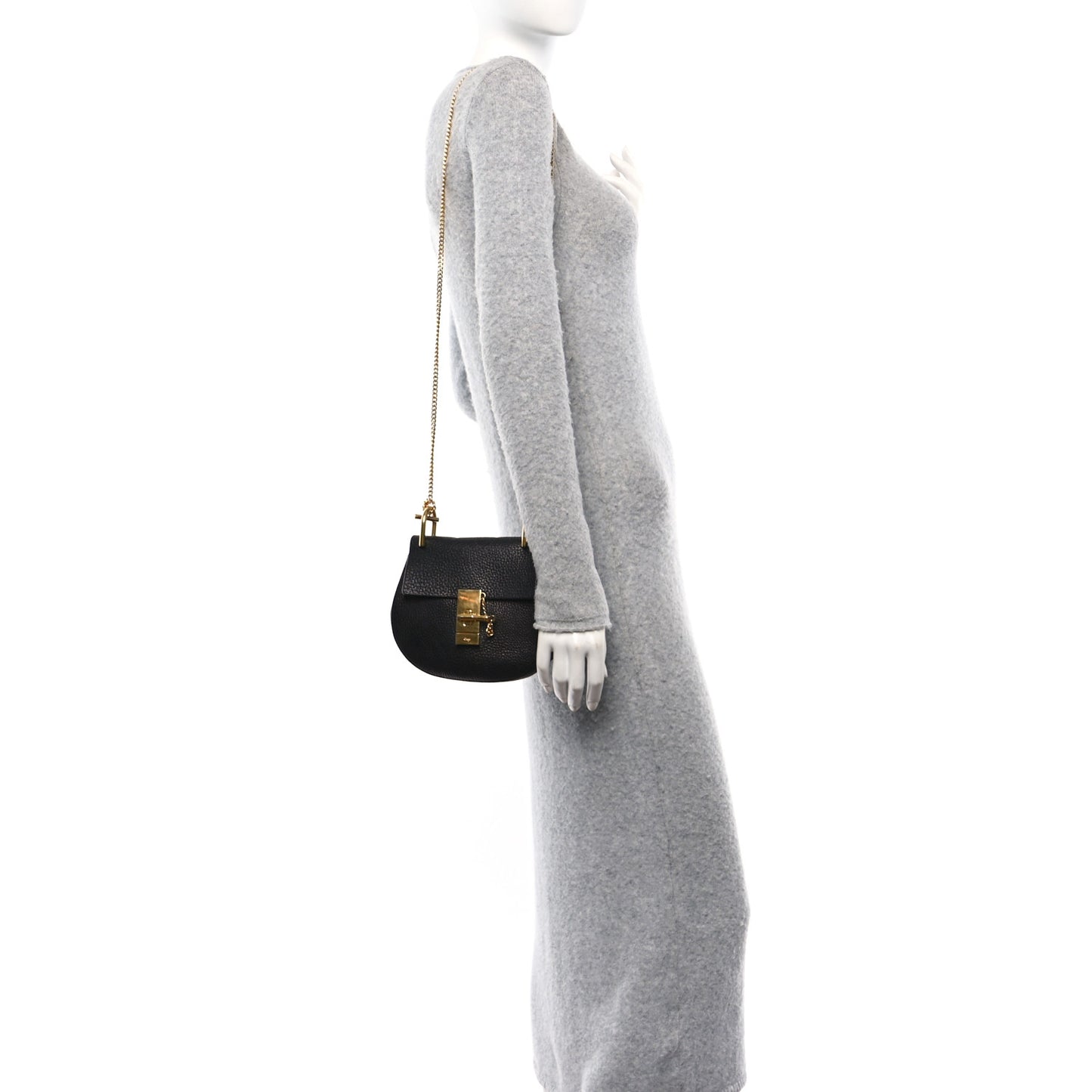 Grained Lambskin Mini Drew Shoulder Bag Black