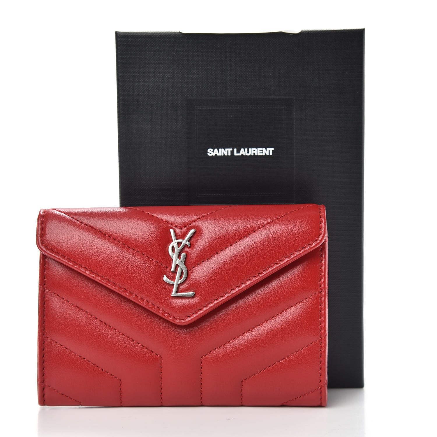 Saint Laurent Calfskin Y Quilted Monogram Small Loulou Envelope Wallet 7 of 7
