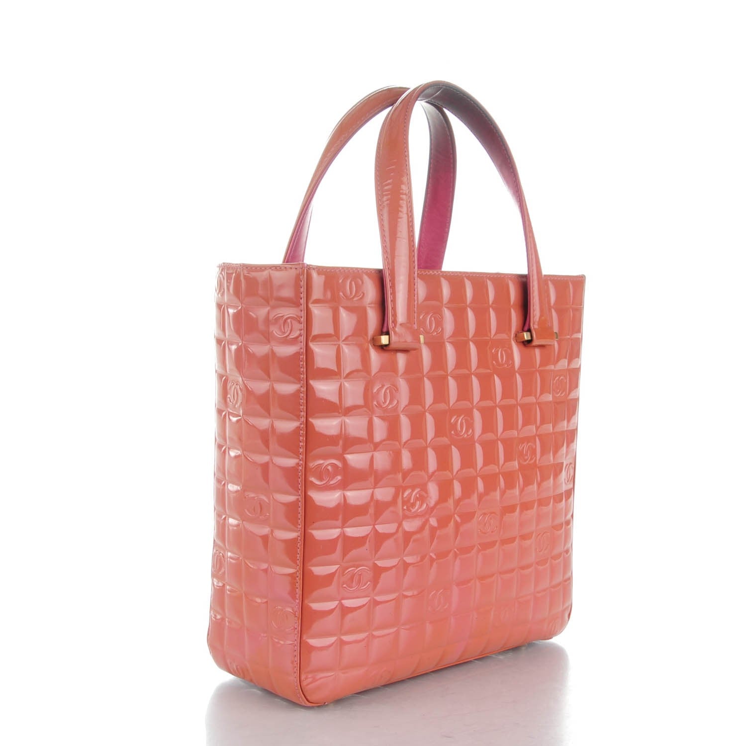 Chanel Patent Chocolate Bar Quilted Tote Pink 3 of 10