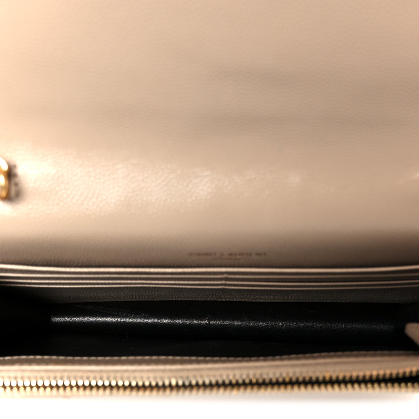 Grain De Poudre Matelasse Chevron Monogram Envelope Chain Wallet Dark Beige