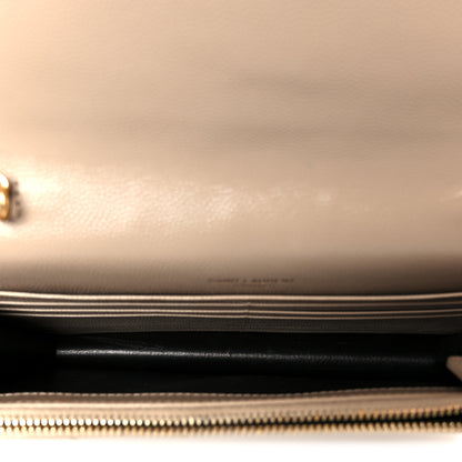 Saint Laurent Grain De Poudre Matelasse Chevron Monogram Envelope Chain Wallet Dark Beige 5 of 10