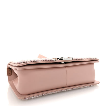 Chanel Calfskin Chevron Tweed Medium Boy Flap Pink 4 of 10