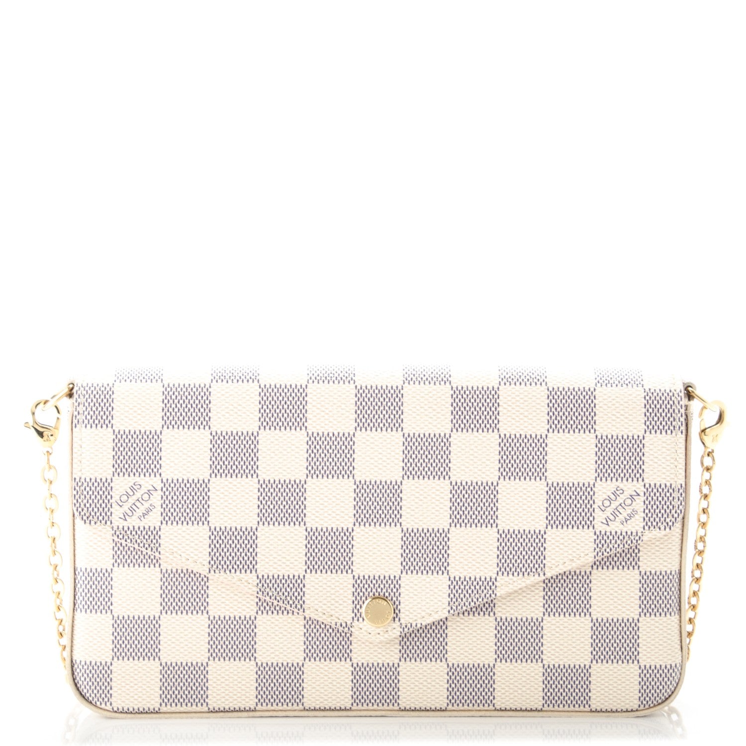 Louis Vuitton Damier Azur Pochette Felicie Chain Wallet Rose Ballerine 1 of 7