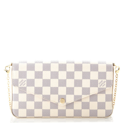 Louis Vuitton Damier Azur Pochette Felicie Chain Wallet Rose Ballerine 1 of 7