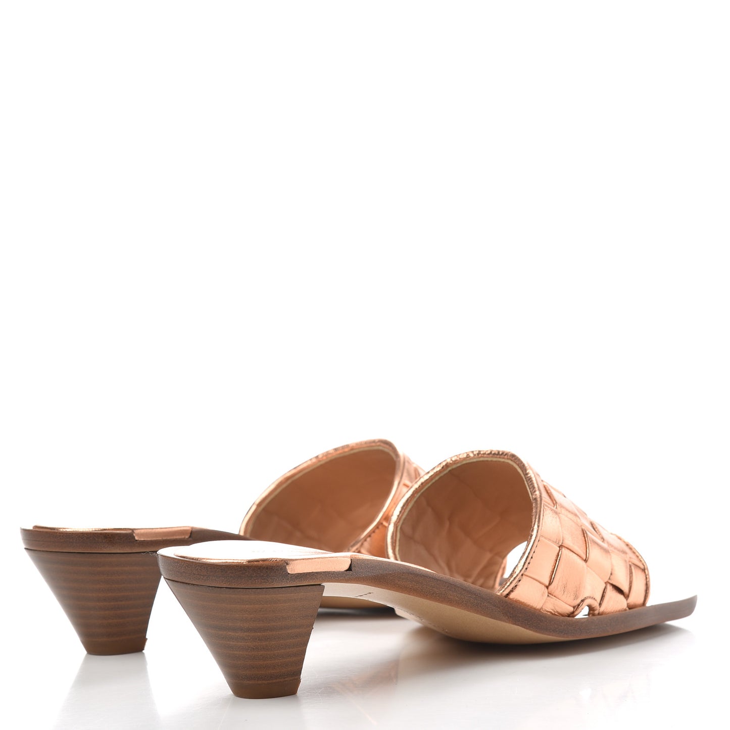Metallic Nappa Intrecciato Heeled Sandals 36 Gold Peach