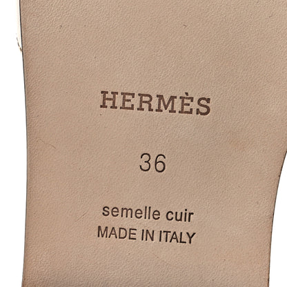 Hermes Box Calfskin Oran Sandals 36 White 8 of 11