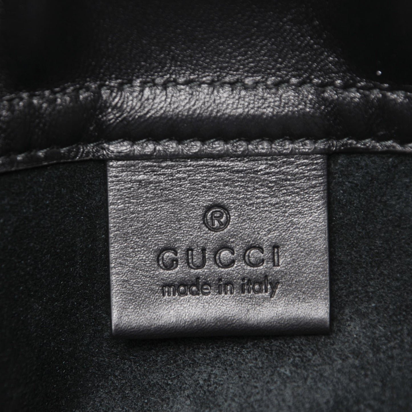 Calfskin Logo Drawstring Backpack Black