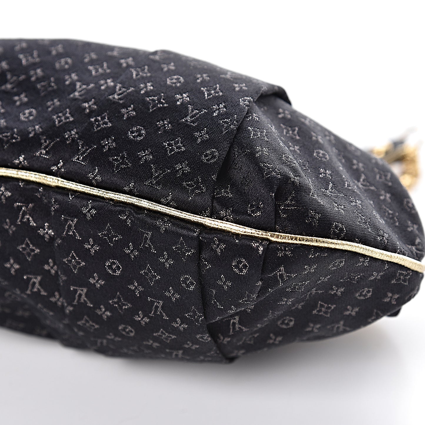 Satin Monogram Aumoniere Clutch Black