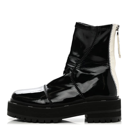 Fendi Shiny Stretch Nylon Platform Zip Biker Boots 36 Black 1 of 8