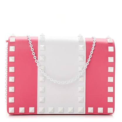 Valentino Garavani Vitello Colorblock Free Rockstud Wallet on Chain Shadow Pink Optic White 1 of 11
