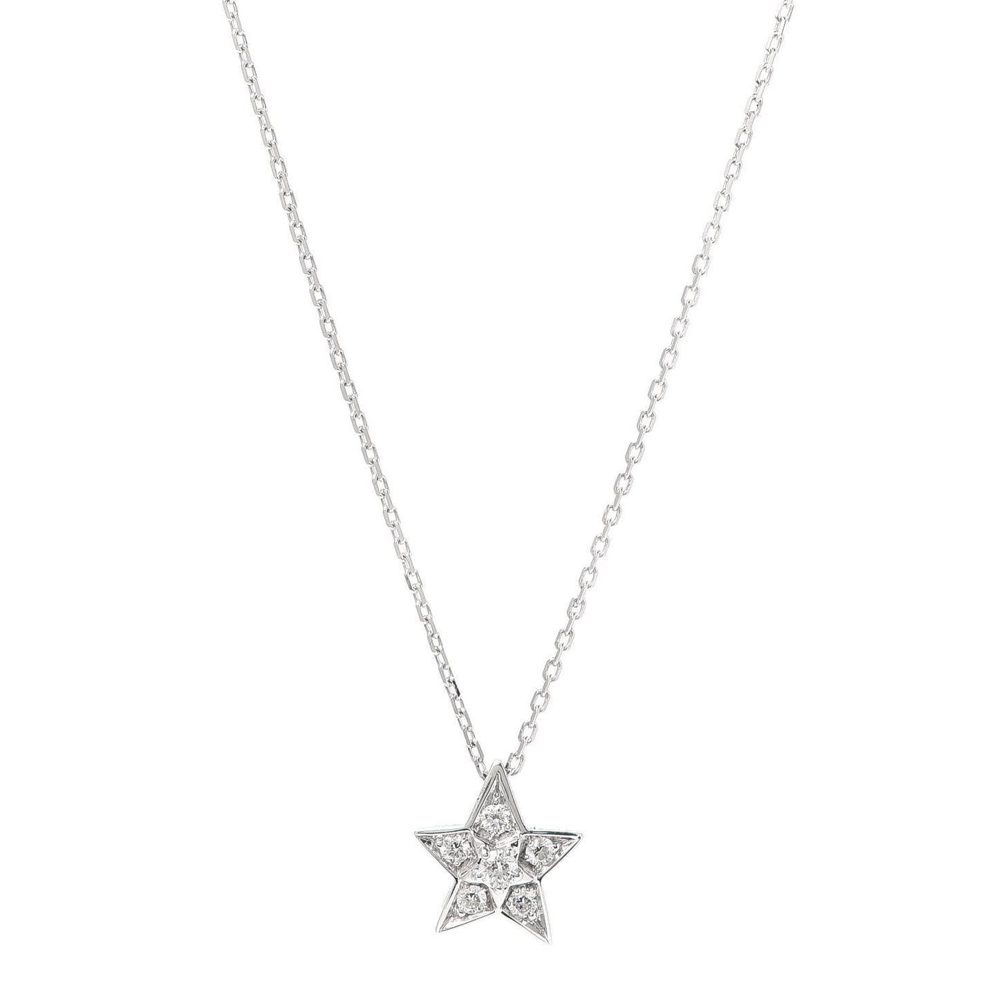 18K White Gold Diamond Small Comete Geode Pendant Necklace