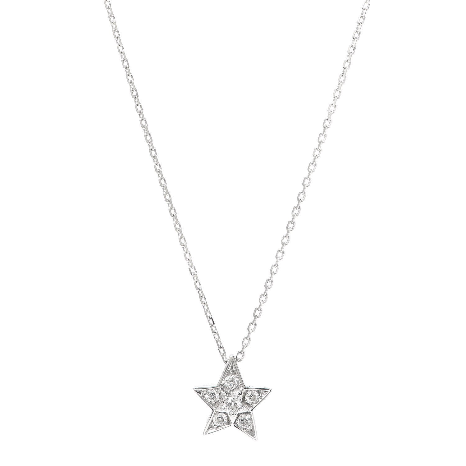 Chanel 18K White Gold Diamond Small Comete Geode Pendant Necklace 1 of 6