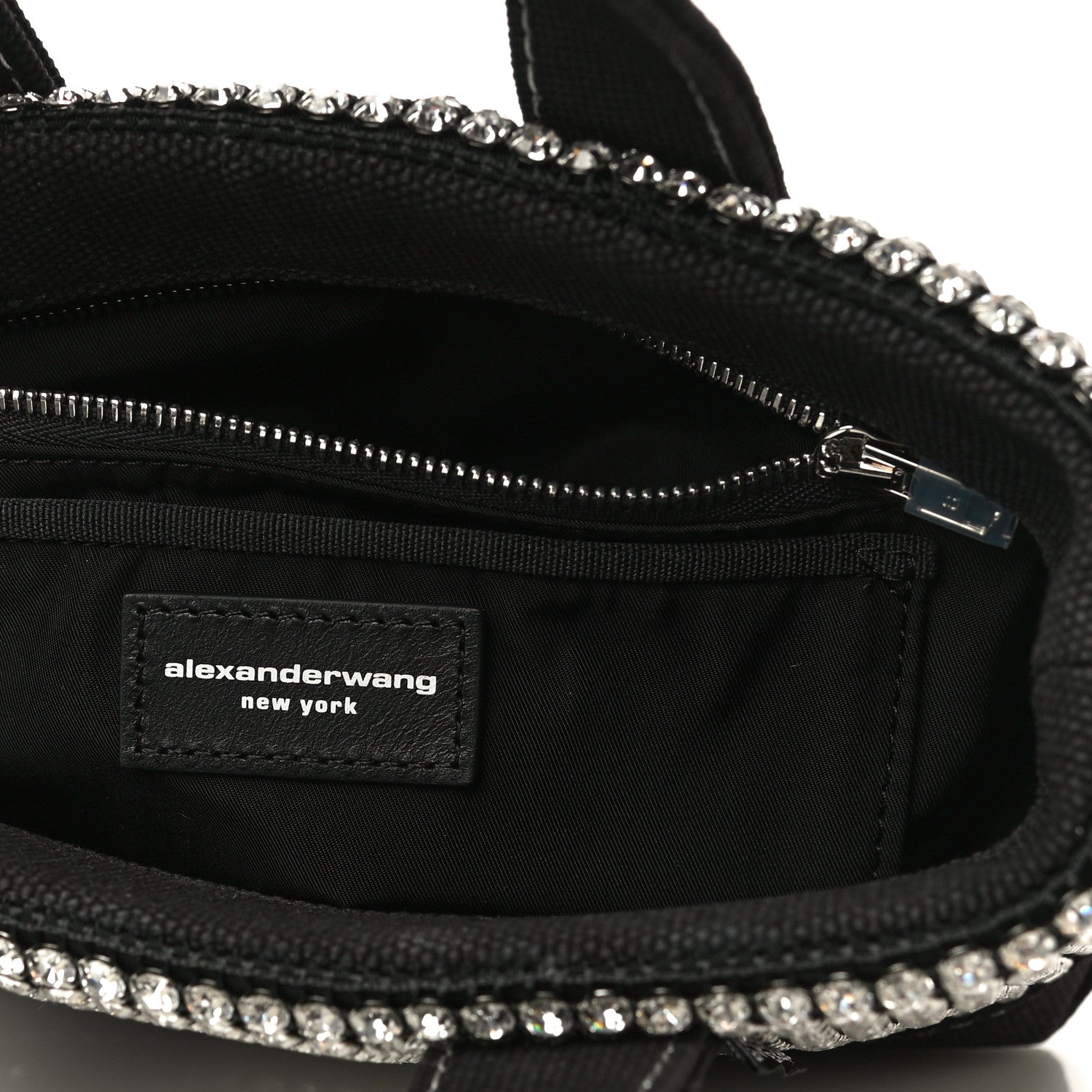 Alexander Wang Mesh Crystal Rhinestone Mini Cruiser Tote Black Silver 6 of 10