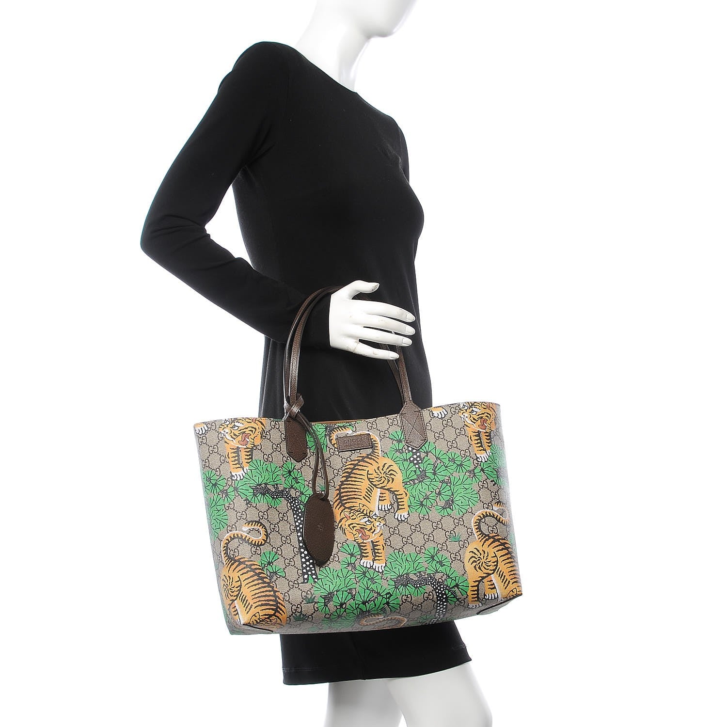 Gucci GG Supreme Monogram Bengal Medium Shopping Tote Beige Yard 2 of 6