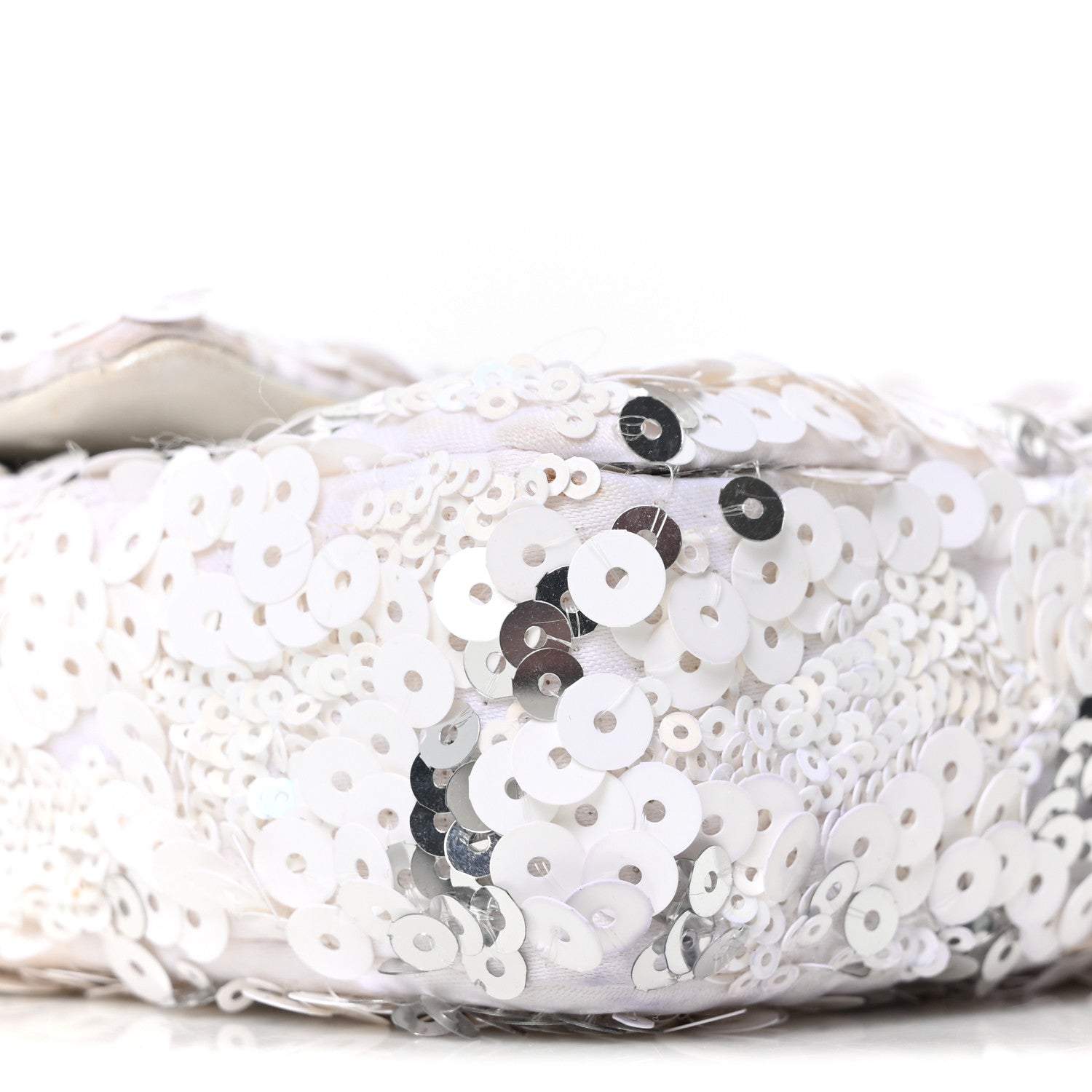 Chanel Sequin East West Flap White Silver 9 of 10