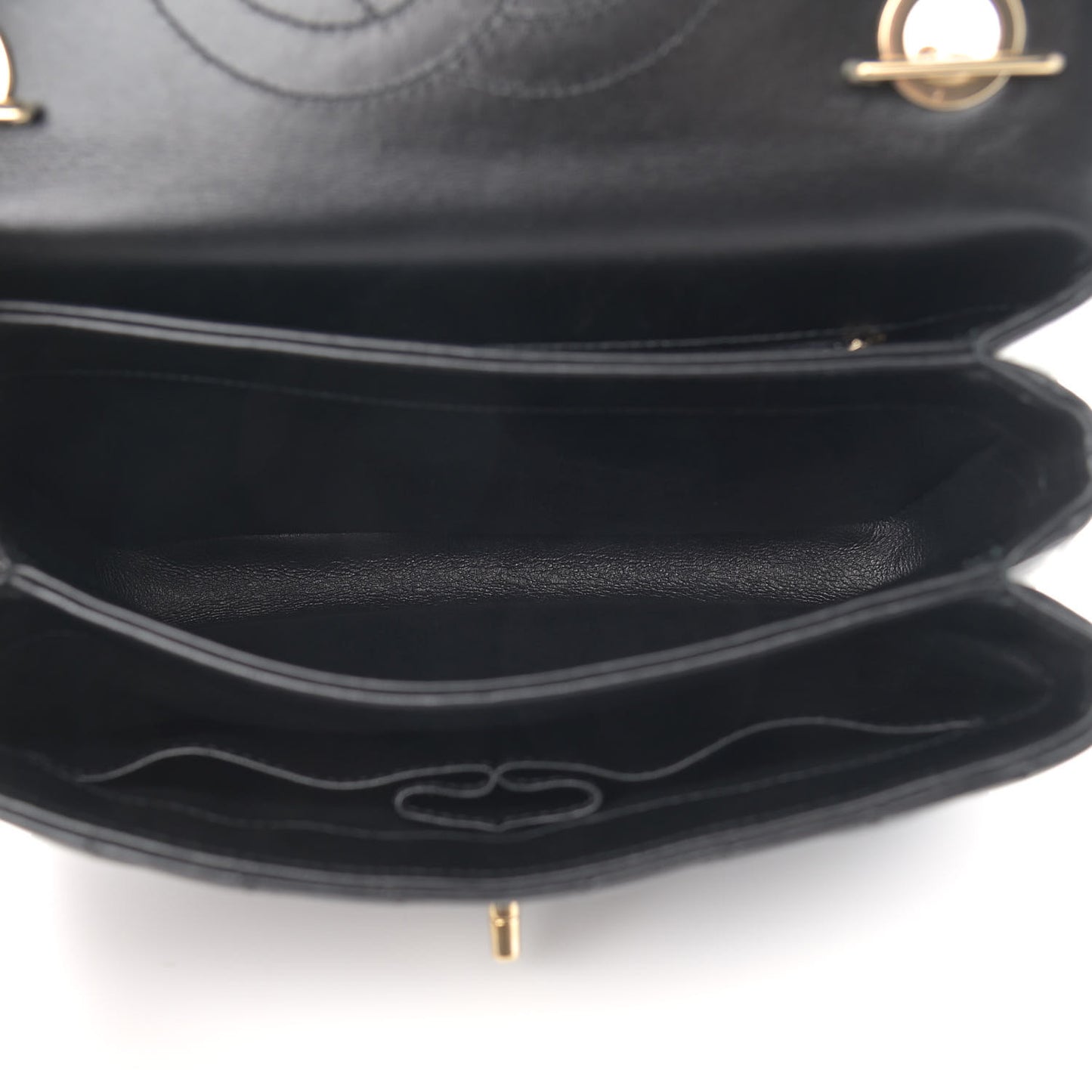Lambskin Chevron Quilted Small Trendy CC Dual Handle Flap Bag Black