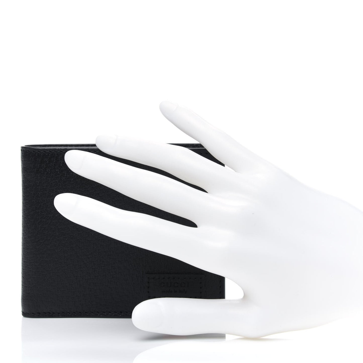 Calfskin Boar Effect Web Bi-Fold Wallet Black