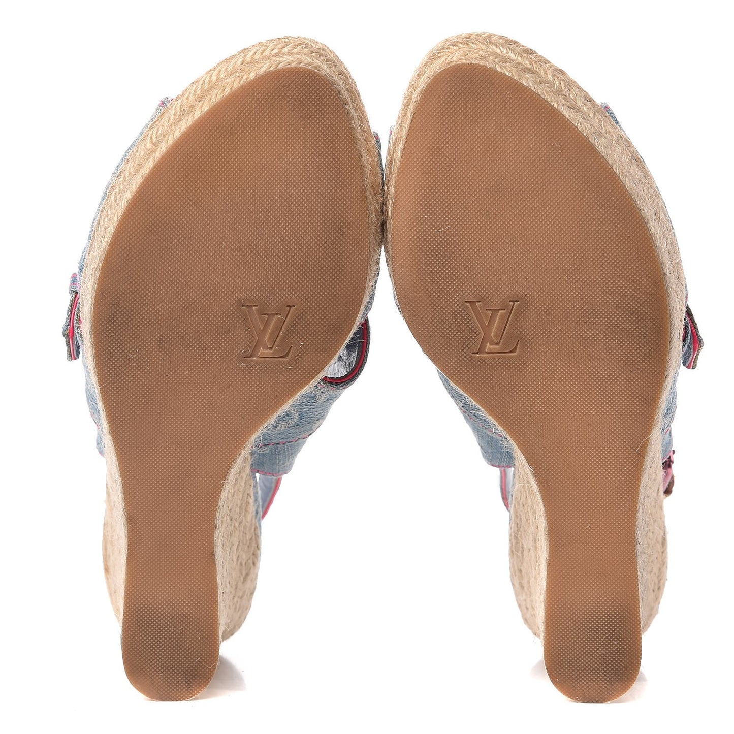 Denim Monogram Espadrille Wedge Sandals 40 Blue