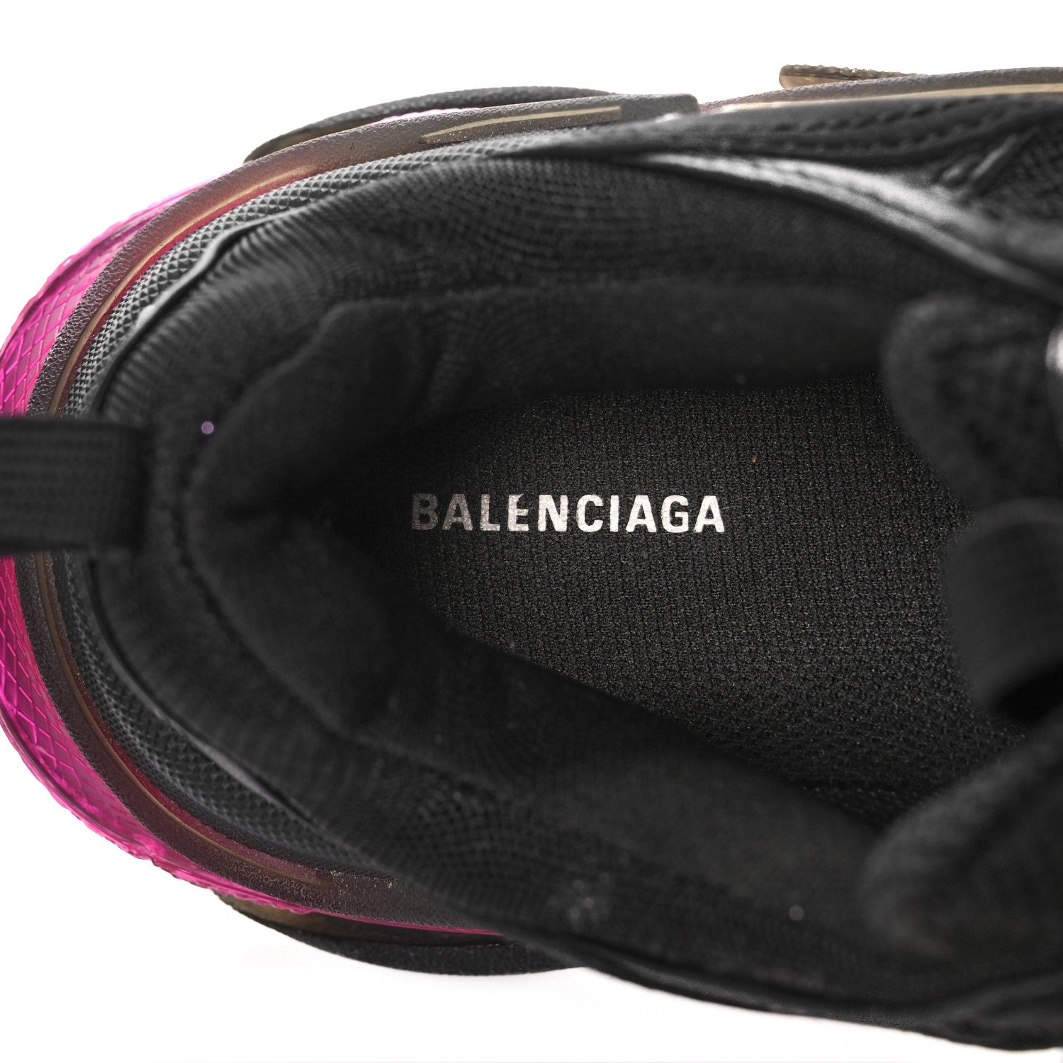 Balenciaga Fabric Mesh Clear Sole Womens Triple S Sneakers 38 Black Pink Neon 6 of 7
