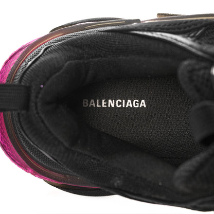 Balenciaga Fabric Mesh Clear Sole Womens Triple S Sneakers 38 Black Pink Neon 6 of 7