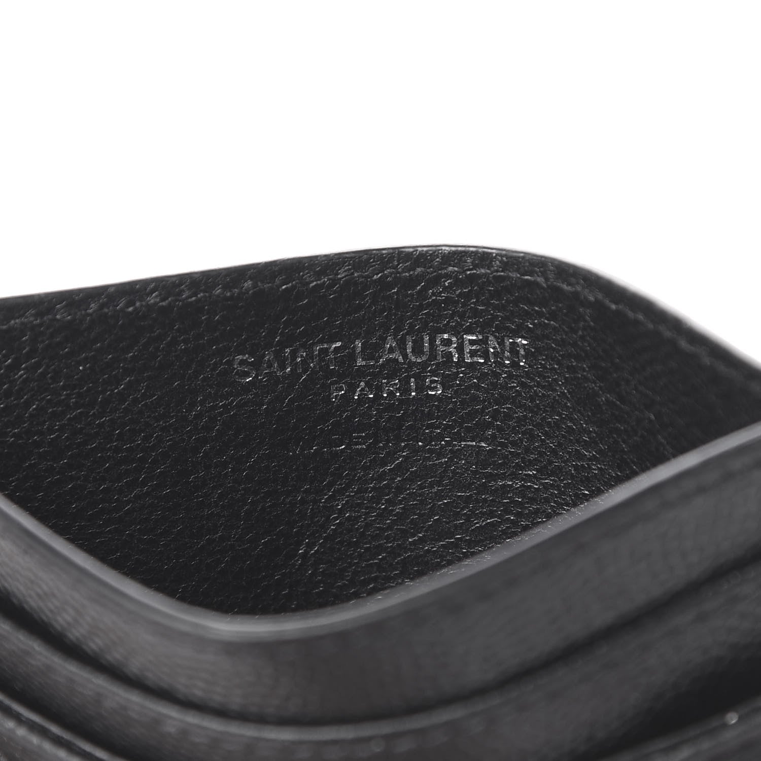 Saint Laurent Grain De Poudre Matelasse Chevron Monogram Credit Card Case Black 6 of 7
