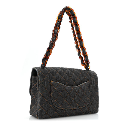 Chanel Denim Quilted Tortoise Single Flap Blue 3 of 12