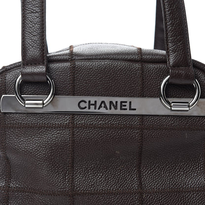 Chanel Caviar Square Stitched Bowler Dark Brown 8 of 11