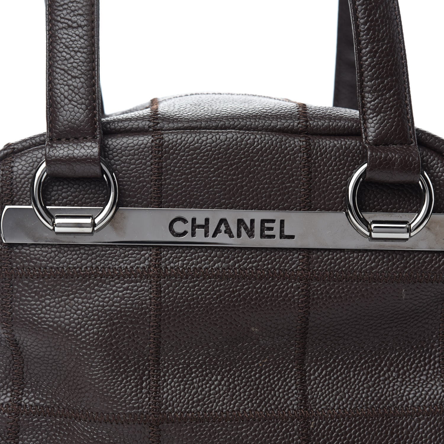 Chanel Caviar Square Stitched Bowler Dark Brown 8 of 11