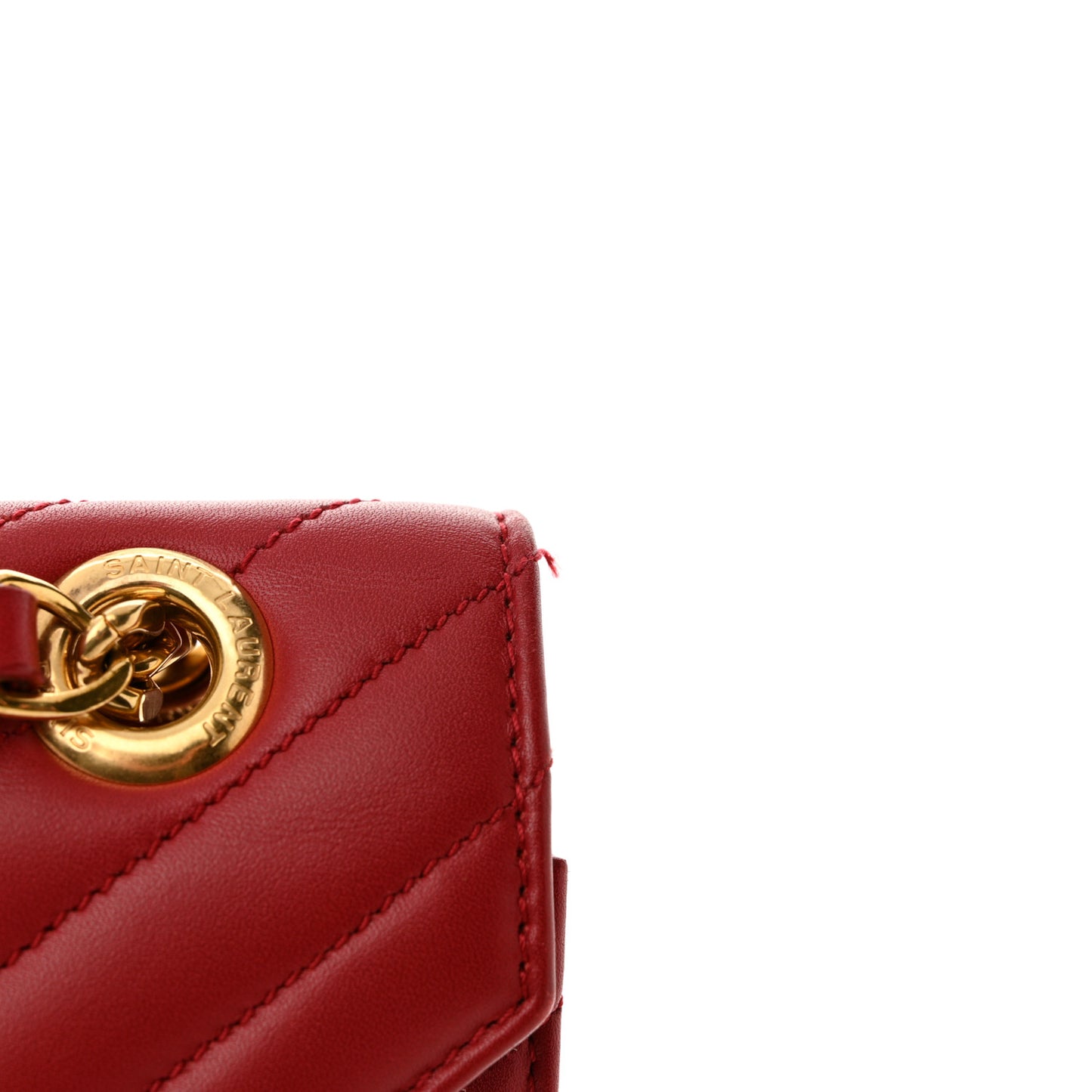 Grain De Poudre Matelasse Chevron Large Monogram Satchel Lipstick Red
