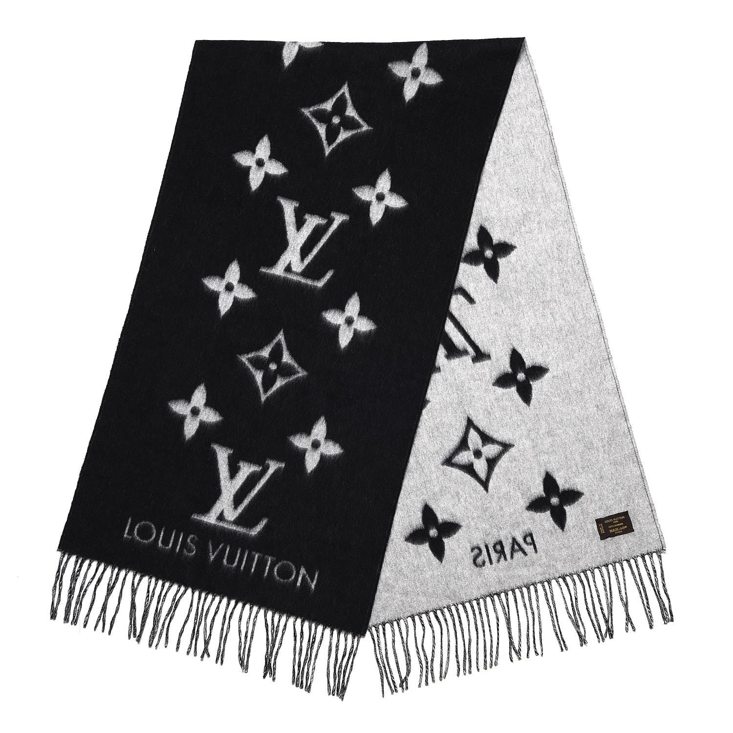 Louis Vuitton Cashmere Monogram Reykjavik Scarf Black 3 of 4