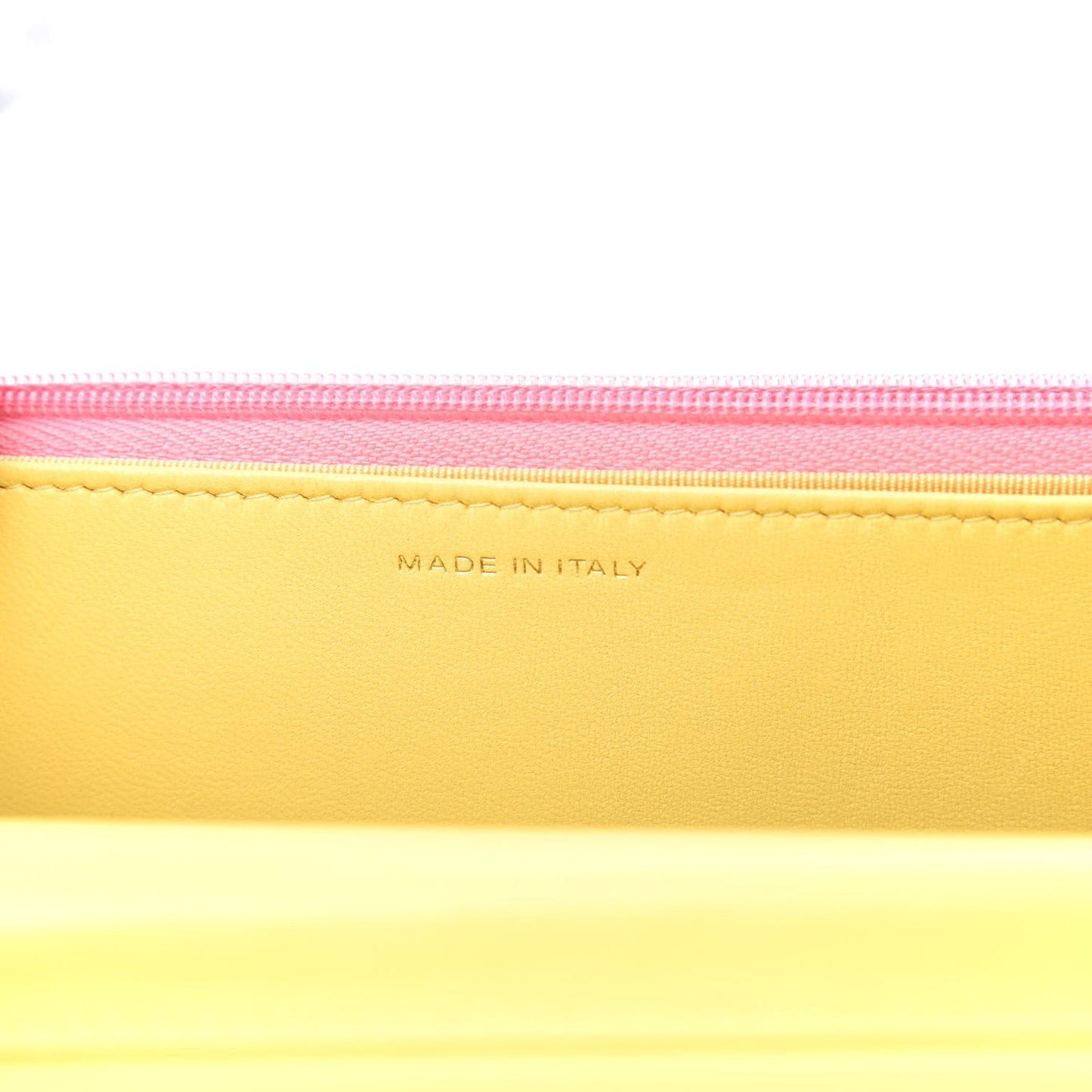 Lambskin Quilted Wallet On Chain WOC Pink Yellow
