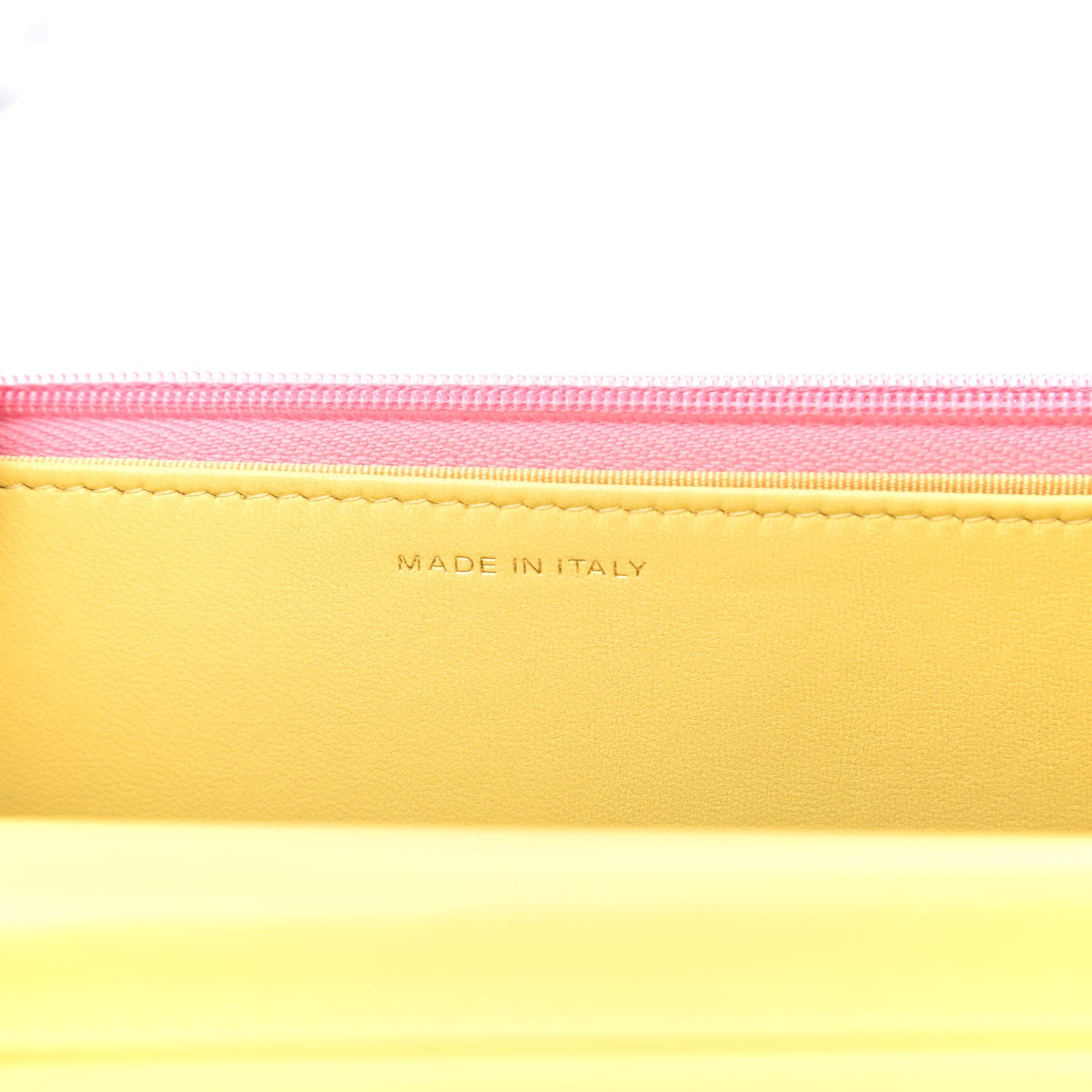 Chanel Lambskin Quilted Wallet On Chain WOC Pink Yellow 9 of 12