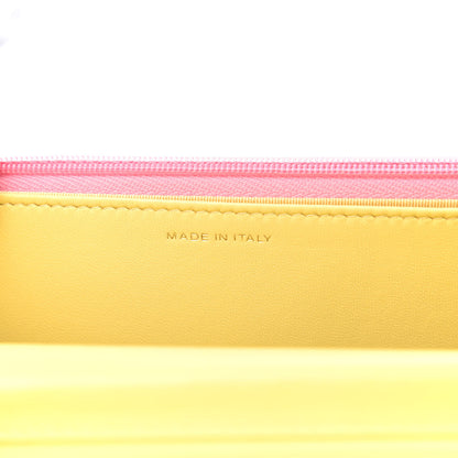 Chanel Lambskin Quilted Wallet On Chain WOC Pink Yellow 9 of 12