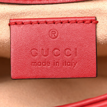 Gucci Calfskin Matelasse Super Mini GG Marmont Shoulder Bag Hibiscus Red 6 of 13